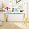 Modern Office Desk Computer Desk Writing Wood Desk Study Work Desk, with 2 Drawer, Suitable for Study or Office, Equipped with Two Drawers and Four Legs, Designed with Simplicity