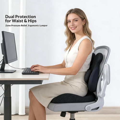 3pcs Dual-Zone Office Chair Seat Cushion And Lumbar Support Set Color - Memory Foam Seat Cushion, Relieve BackLumbar Discomfort, Suitable for Office Chairs\u002FHome Office\u002FSedentary